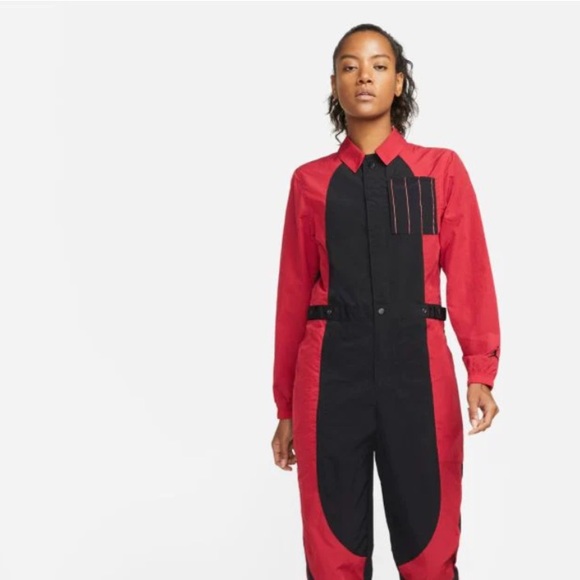 Nike Jordan Women Black Varsity Red Flight Suit Jumpsuit Size medium NWT - Picture 7 of 16